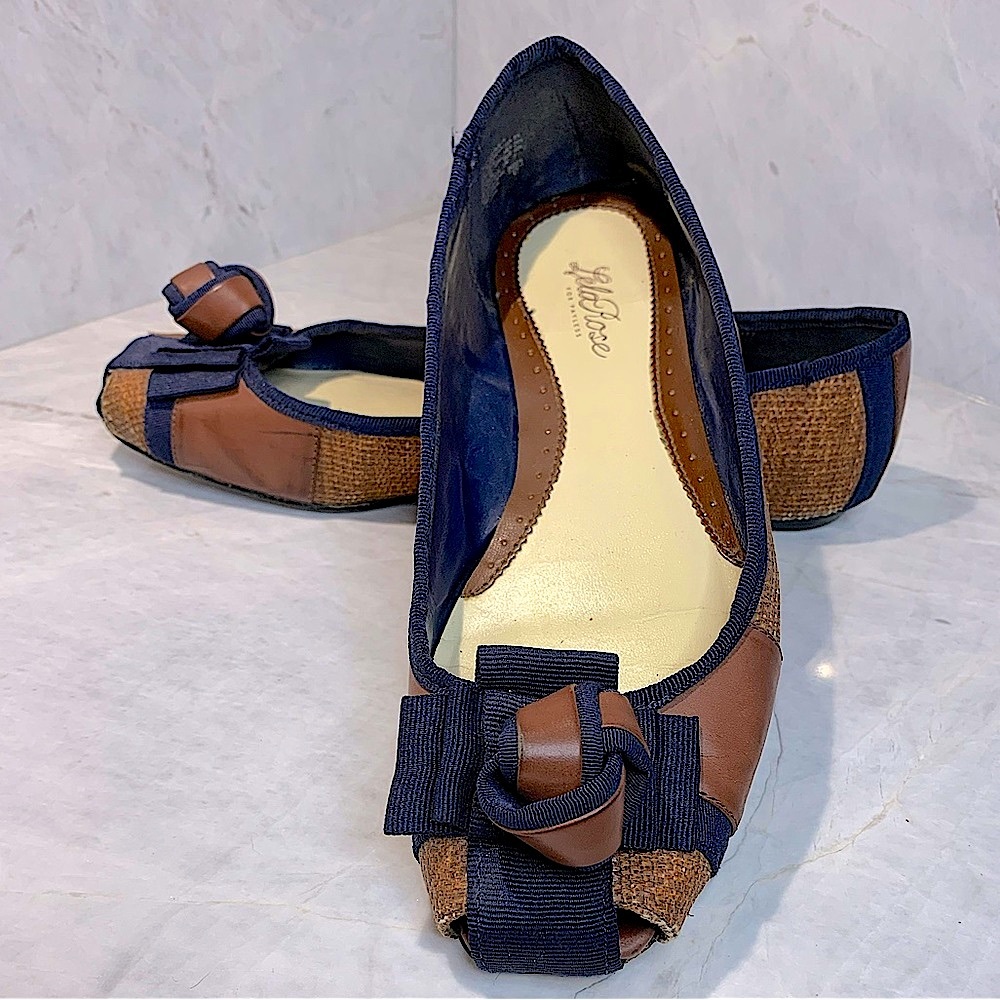 Lela Rose for Payless navy and brown ballet flats with knot detail size 8.5